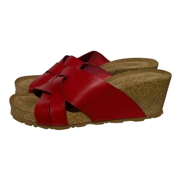 Yokono Red Genuine Leather Crisscross Slide Sandals Women's Size 6.5 Spain - Picture 4 of 7